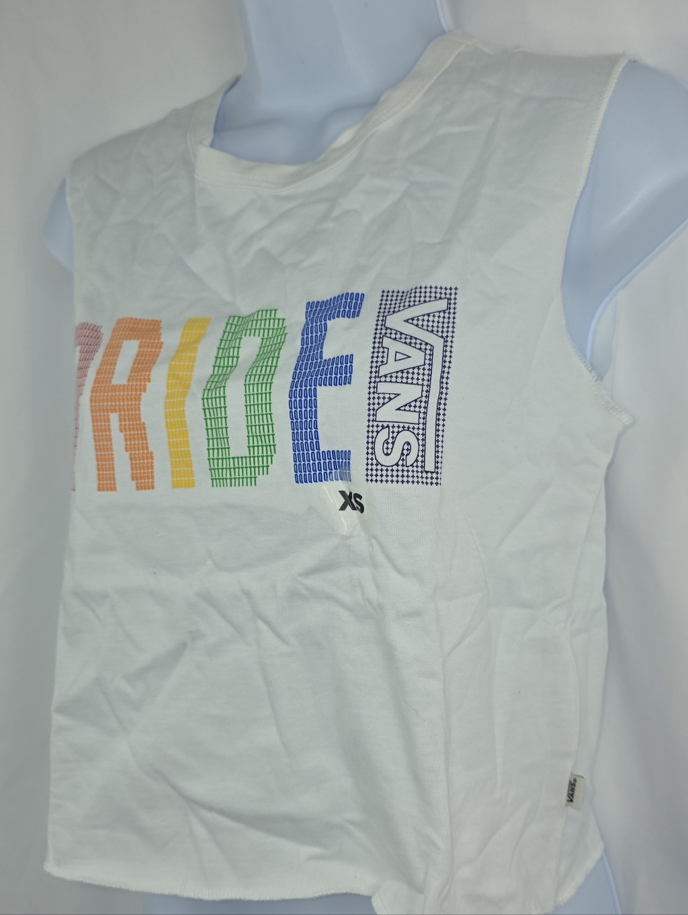 Vans Women's White PRIDE Rainbow Graphic Tank Size X-Small NWT Ai-3456